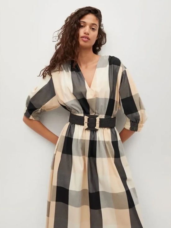Mango Dresses & Skirts - Mango Belted Plaid Midi Dress Size L (US 8–12) NWT